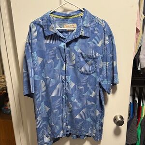Tommy Bahama Blue Geometric Short-Sleeve Button-Down Shirt